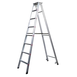 Folding Factory/Industrial Ladder | Heavy Duty Aluminum Foldable Ladder (Aluminum, 10 Foot)