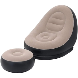 Portable Fast Inflatable Sofa Chair with Foot Stool and Air Pump, Surface with Plush Smooth Comfortable Ideal for Living Room, Room and Outdoor